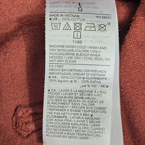 Old Navy Pants Womens L Brown Pull On Tapered Ankle Drawstring Cotton Gauze - Picture 4 of 10